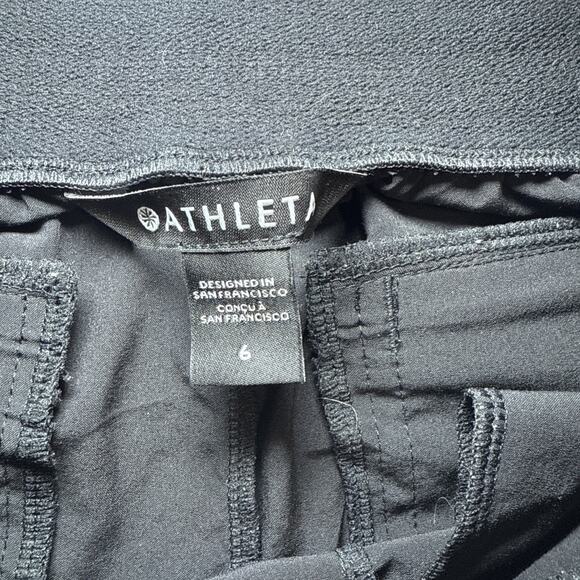 Athleta High Rise Front Seam Straight Pants Womens 6 Black Pockets Pull On EUC - Picture 4 of 14